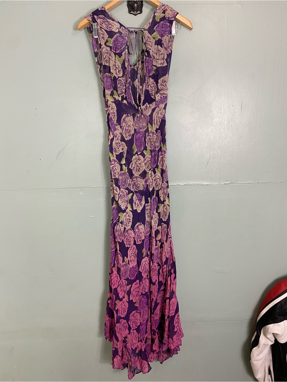 Free People Rose Garden Maxi Dress Purple Ombre Floral Size 4 MISSING SLIP DRESS - Picture 5 of 7
